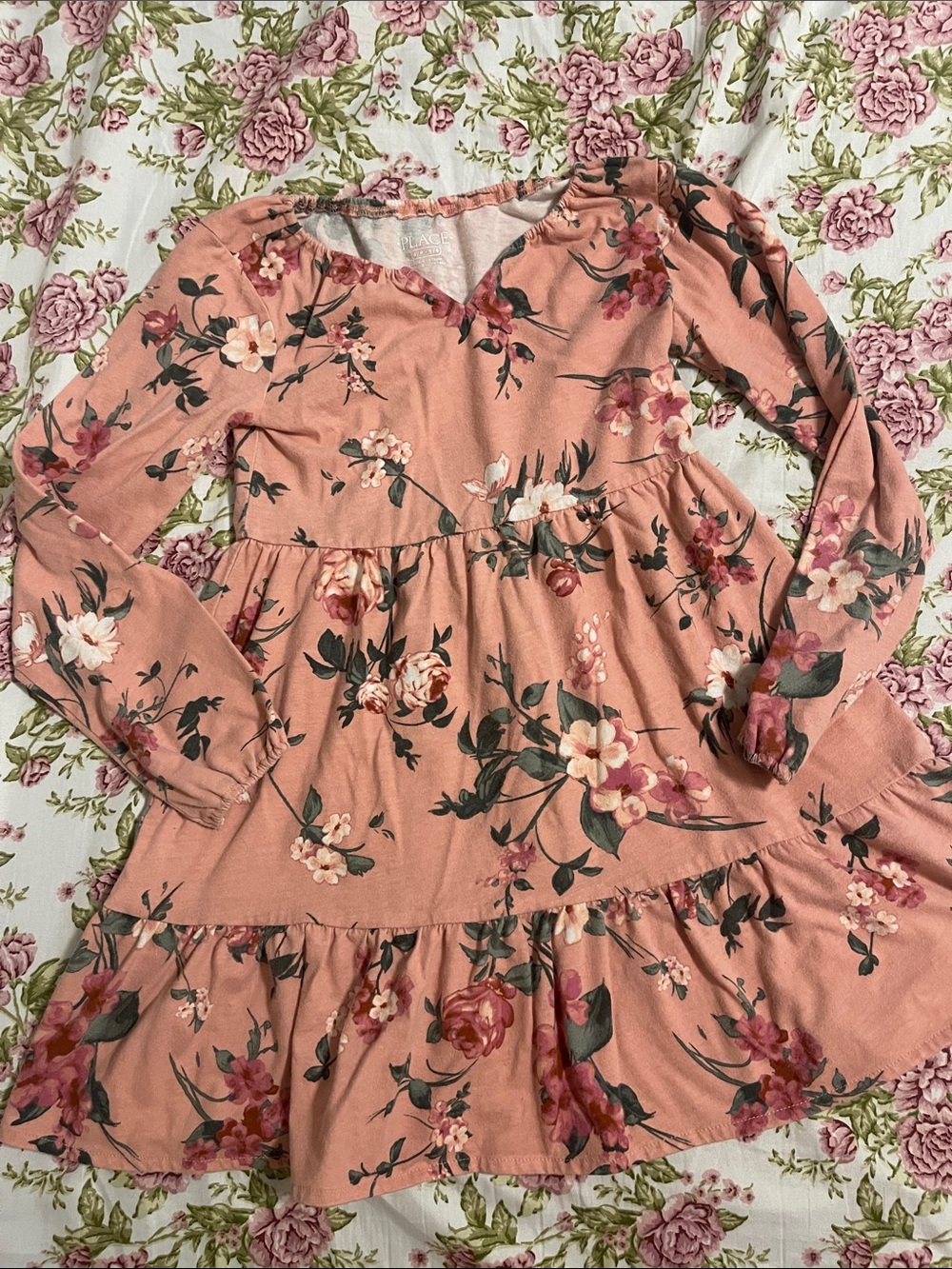 (🌸 5 for $15) Pink floral long sleeve dress